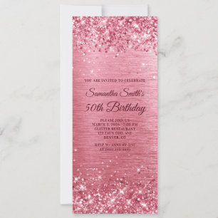 Invitation Glittery rose brossé huile 50e anniversaire