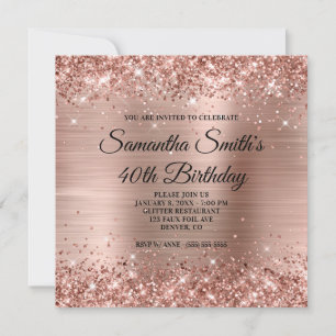 Invitation Glittery Rose Gold Foil 40e anniversaire