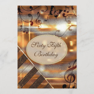 Invitation Glittery Silver & Gold Music Notes 65e anniversair