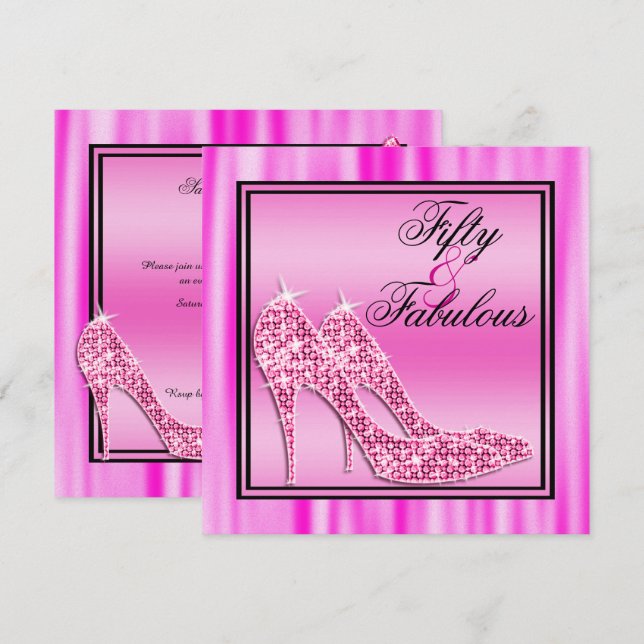 Invitation Glittery Stilettos & Music Fabulous 50 (Devant / Derrière)