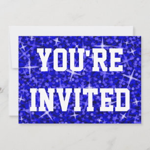 Invitation Glitz Dark Blue Vous êtes invité texte blanc