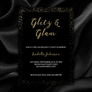 Invitation Glitz & Glam Black Parties scintillant Bachelorett