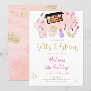 Invitation Glitz & Glam Spa or rose Anniversaire