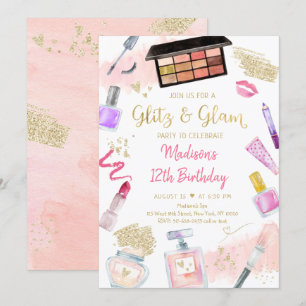 Invitation Glitz & Glam Spa or rose Anniversaire