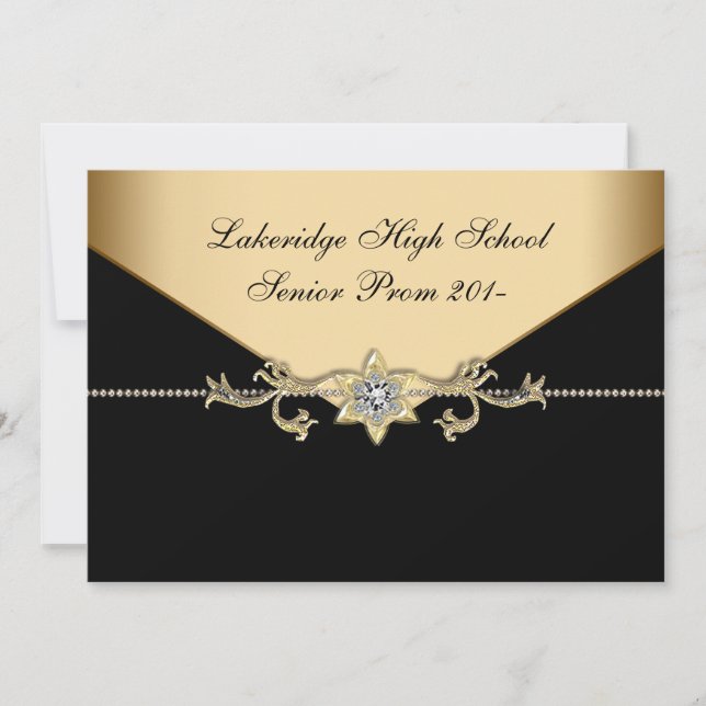 Invitation Glitz Glamor Black Cravate Prom (Devant)