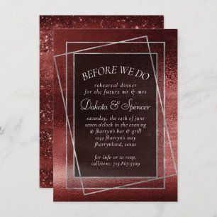 Invitation Glitzy Foil Dîner de répétition rouge de henné