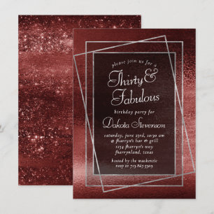 Invitation Glitzy Foil   Henna Crimson Red Parties scintillan