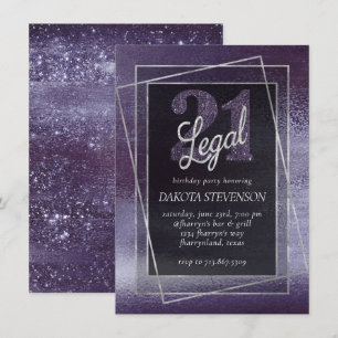 Invitation Glitzy Foil Indigo Midnight Purple 21 et juridiq