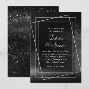 Invitation Glitzy Foil Platine Argent Faux Chrome Shimmer