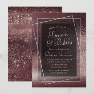Invitation Glitzy Foil   Rose Gold Blush Glam Bubbly Brunch