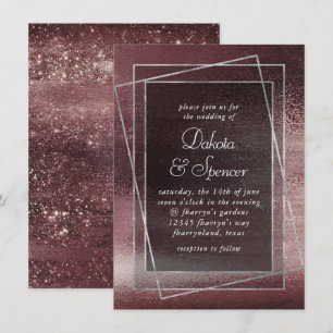 Invitation Glitzy Foil   Rose Gold Blush Glam Faux Shimmer
