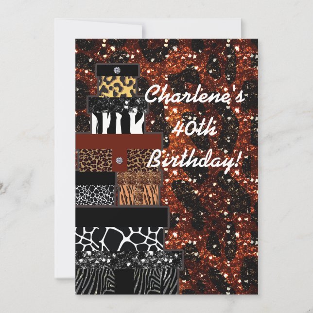 Invitation Glitzy Glam Cadeaux Poster de animal Fête Invitati (Devant)