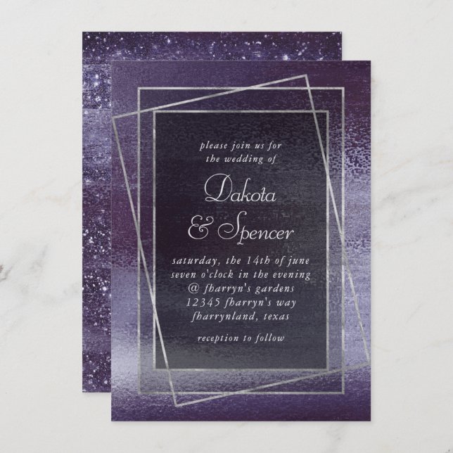 Invitation Glitzy | Indigo Purple (Devant / Derrière)