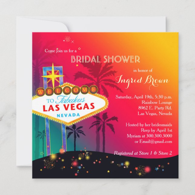 Invitation Glitzy Las Vegas Fête des mariées (Devant)