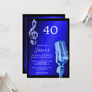 Invitation Glitzy Music Note & Microphone Karaoke Anniversday