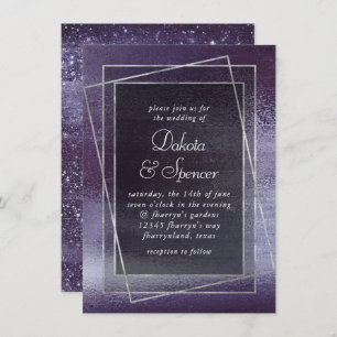 Invitation Glitzy Purple   Foil Sparkle