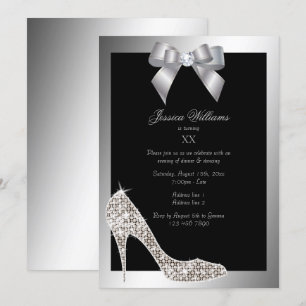 Invitation Glitzy Sparkly Stiletto, Soirée d'anniversaire de