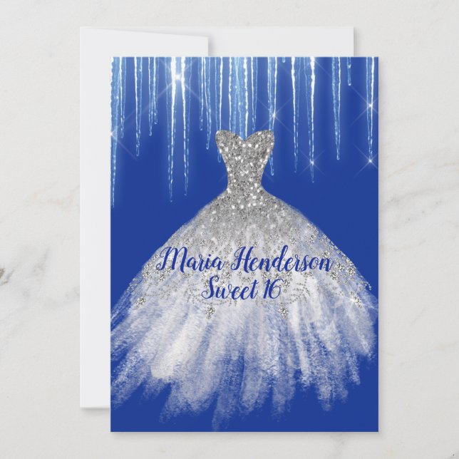 Invitation Glitzy Winter Theme Sweet 16 Anniversaire Invitati (Devant)