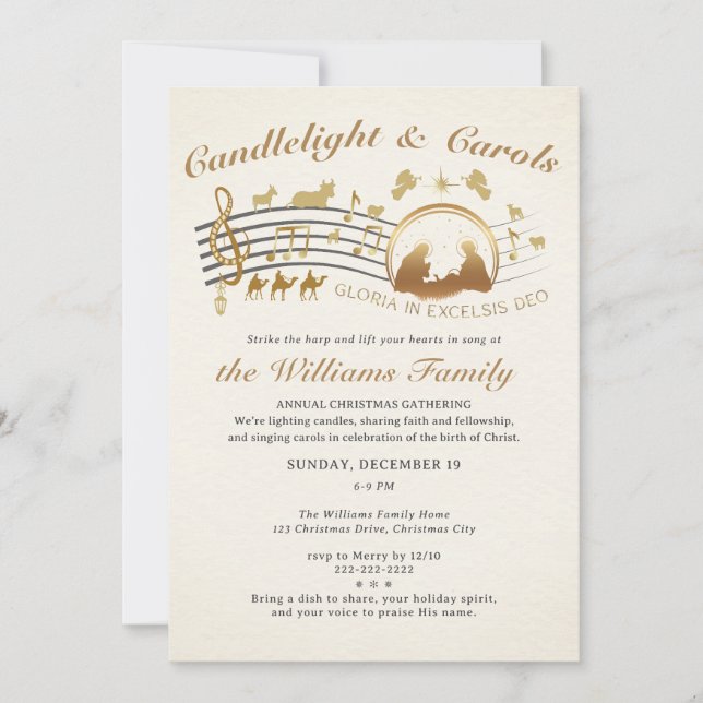 Invitation Gloria in Excelsis Deo Christmas Carols Gathering (Devant)