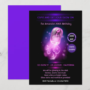 Invitation Glow de méduse rose dans la partie néon foncé