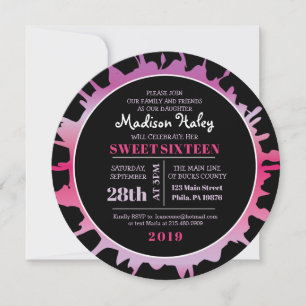 Invitation GLOW Fuchsia Splash Sweet sixteen 16