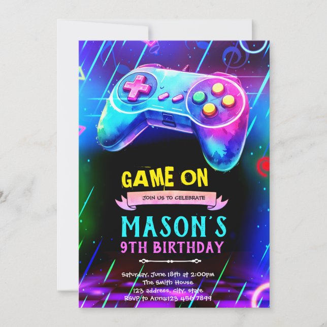 Invitation Glow game night party invite (Devant)
