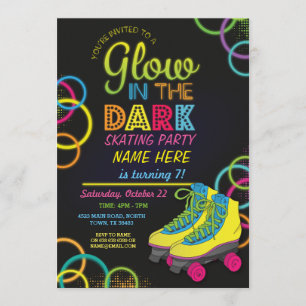 Invitation Glow In Dark Roller Patinage Anniversaire Invitati