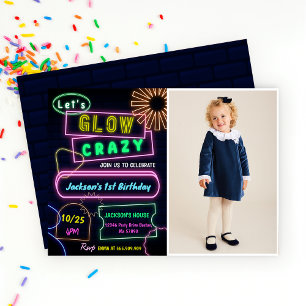 Invitation Glow Party Neon coloré Anniversaire Photo