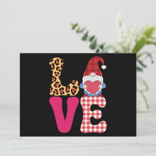 Invitation Gnome de l'amour Saint Valentin Rouge Carreaux de