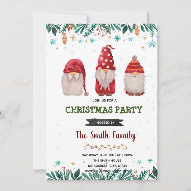 Invitation gnome de Noël (Devant)