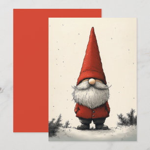 Invitation Gnome d'hiver joyeux en Casquette rouge