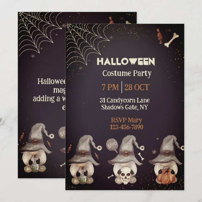 Invitation Gnome Halloween (Devant / Derrière)