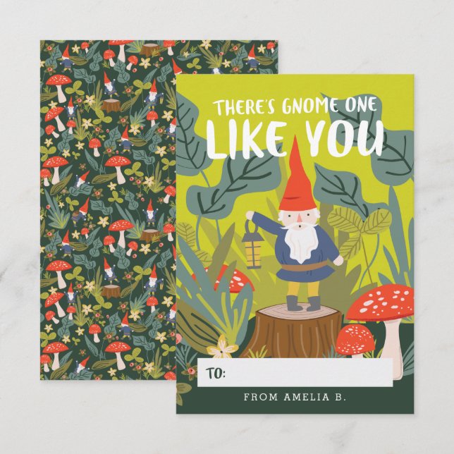 Invitation Gnome One Like You Valentine (Devant / Derrière)