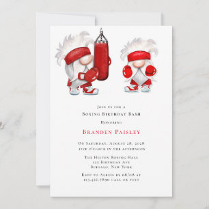 Invitation Gnomes de boxe Anniversaire Bash