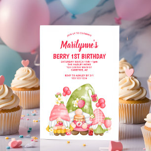 Invitation Gnomes de la première fraise Berry Anniversaire