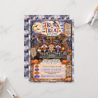 Invitation Gnomes effrayants de Halloween Fête du coffre ou t