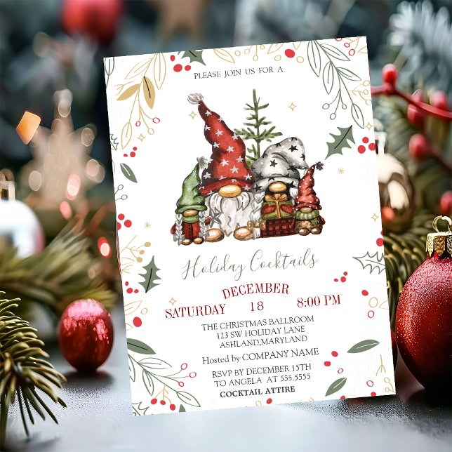 Invitation Gnomes Family Glass Balls Compagnie Noël (Créateur téléchargé)