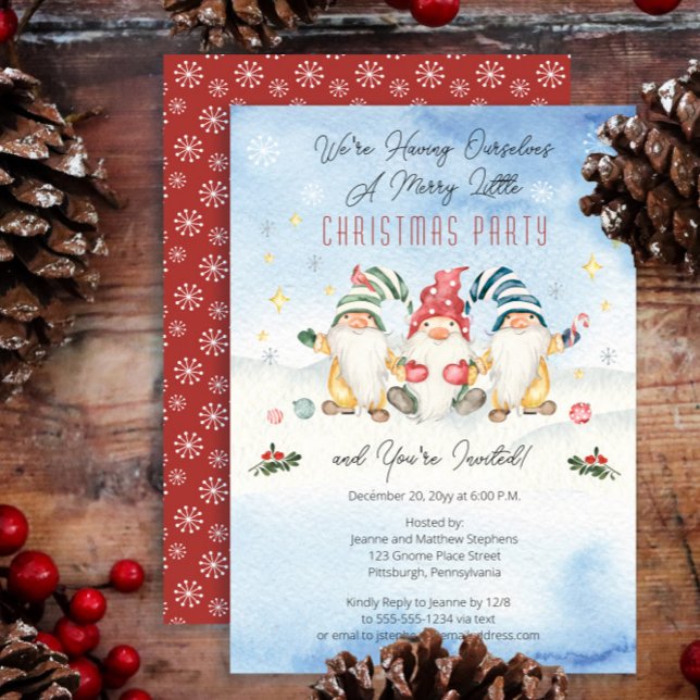 Invitation Gnomes Huilding A Merry Little Christmas Party (Créateur téléchargé)