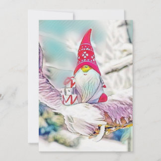 Invitation Gnomes in the snow watercolor painting