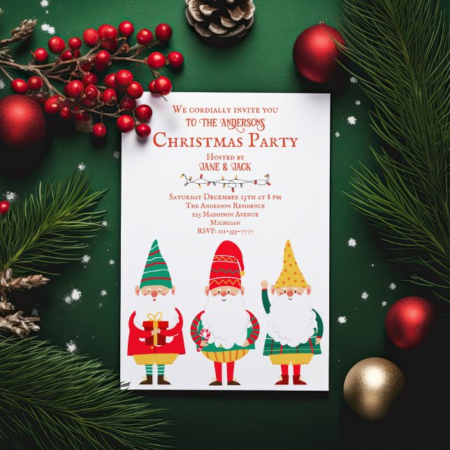 Invitation Gnomes mignons HO HO Noël Party (Créateur téléchargé)