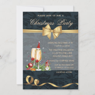 Invitation Gnomes, Verre de Champagne, Fête de Noël de la Bow