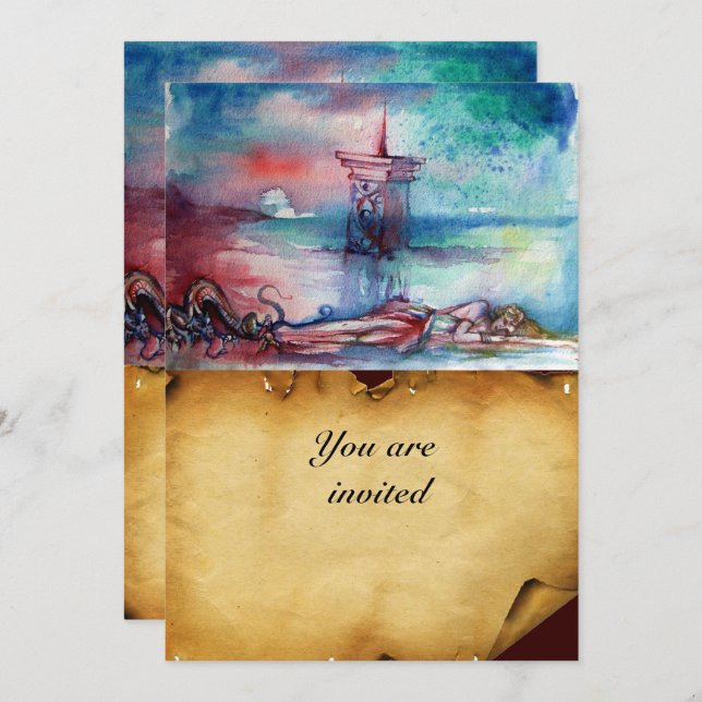 Invitation GNOMON ET DAME DU LAC Parchemin marron (Devant / Derrière)