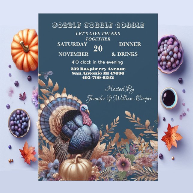 Invitation Gobble Gobble Gobble Son Temps Turquie Thankgiving (Gobble Gobble Gobble Its Turkey Time Thanksgiving Invitation)