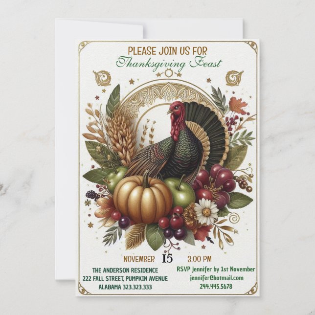 Invitation Gobble Gobble Gobble Turquie Fête d'Action de grâc (Devant)