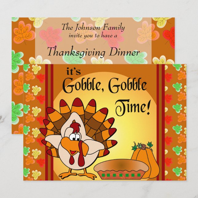 Invitation Gobble, Gobble Thankgiving diner turc (Devant / Derrière)