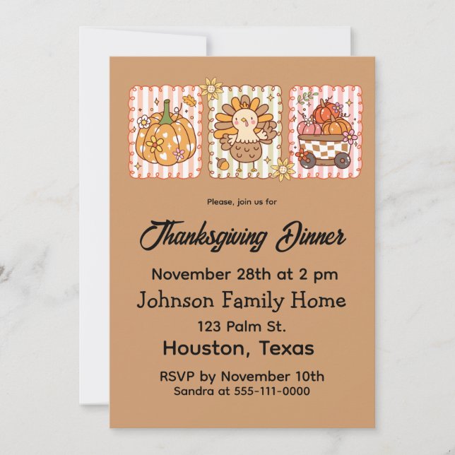 Invitation Gobble 'Til You Wobble Thanksgiving Dinner  (Devant)