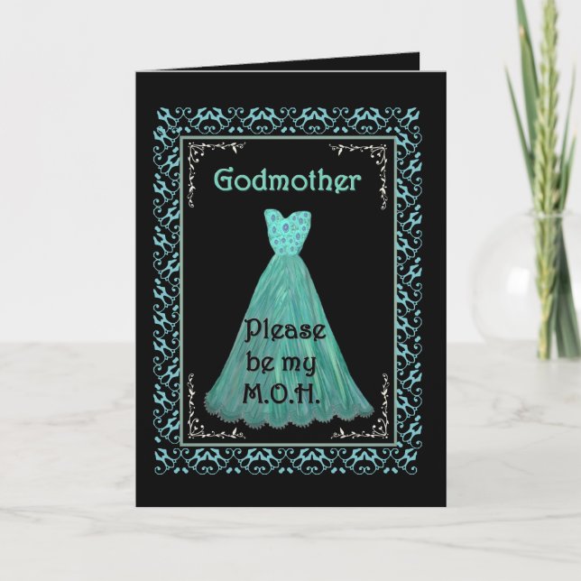 Invitation GODMOTHER Matron of Honor TURQUOISE (Devant)