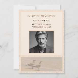 Invitation Goélands Pensifs & Sable Funeral Bereavel