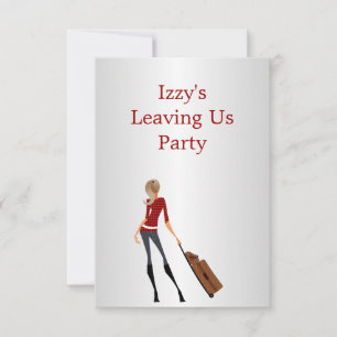 Invitation Gogo Away Party Event Girl with Luggage