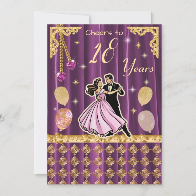 Invitation Gold 18th Birthday | Step into adulthood in style  (Devant)